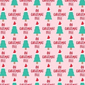 Oh Christmas Tree - Holiday Christmas Tree Santa hat - pink - LAD21