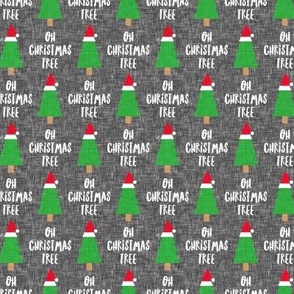 Oh Christmas Tree - Holiday Christmas Tree Santa hat - grey - LAD21