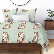18x18 Pillow Sham Front Fat Quarter Size Makes 18" Square Cushion or DIY Stuffed Animal Woodland Tribal Aztec Fox