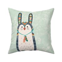 18x18 Pillow Sham Front Fat Quarter Size Makes 18" Square Cushion or DIY Stuffed Animal Woodland Tribal Aztec Bunny Rabbit