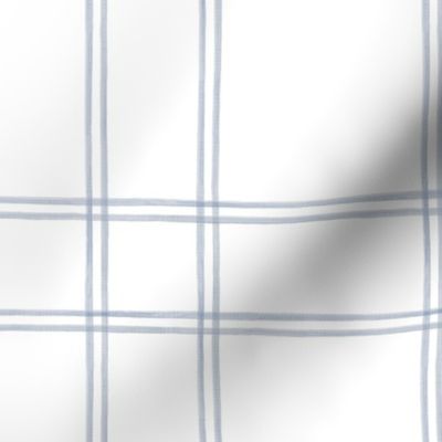 Watercolor double plaid soft blue on white