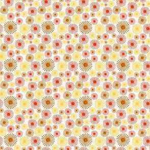 Small Scale Warm Sunshine Red Orange Yellow and Brown on Creamy Background