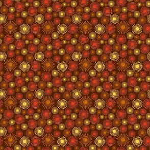 Small Scale Warm Sunshine Red Orange Yellow and Brown on Chocolate Background