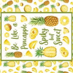 Fat Quarter Panel for Tea Towel or Wall Art Hanging Be Like a Pineapple Spiky But Sweet Tropical Fruit Slices