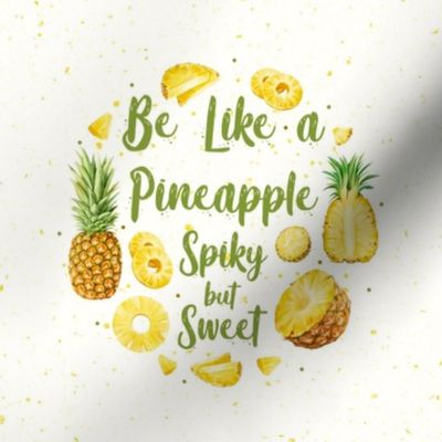 Fabric Swatch 8x8 Square Fits 6" Hoop for Embroidery or Wall Art DIY Pattern Kit Template Quilt Square Be Like a Pineapple Spiky but Sweet Tropical Fruit Slices