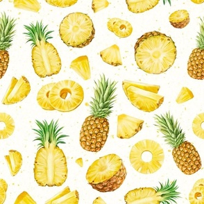 Large Scale Tropical Pineapples Fruit Slices 