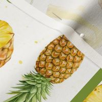 Fat Quarter Panel for Tea Towel or Wall Art Hanging Sweet on the Inside Tough on the Outside Tropical Fruit Pineapple Slices