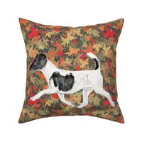Smooth Fox Terrier on Autumn Leaves for Pillow