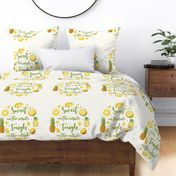 18x18 Pillow Sham Front Fat Quarter Size Makes 18" Square Cushion Sweet on the Inside Tough on the Outside Tropical Pineapple Fruit Slices
