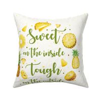 18x18 Pillow Sham Front Fat Quarter Size Makes 18" Square Cushion Sweet on the Inside Tough on the Outside Tropical Pineapple Fruit Slices
