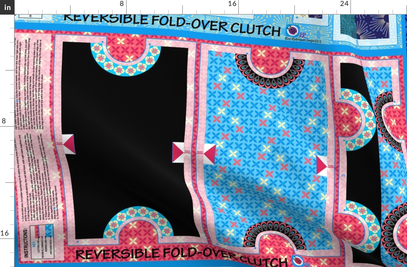 Foldover reversible clutch purses and tote 