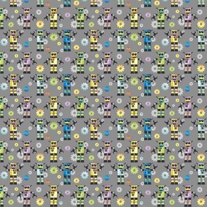 Colorful Robots on Gray