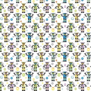 Colorful Robots on White