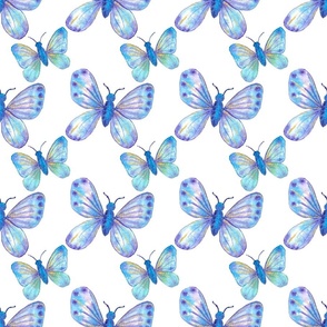 Watercolor butterflies big and small on white