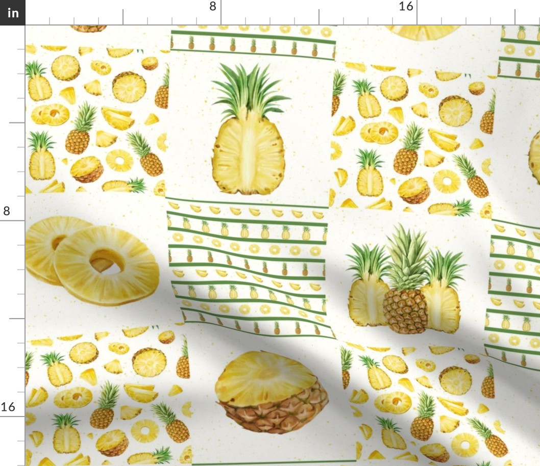 Patchwork 6" Square Cheater Quilt Tropical Pineapple Slices