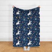 Disco Unicorn Floral Fat Quarter Panel - 18x21"