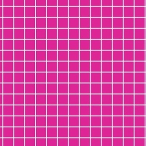 Grid Pattern - Barbie Pink and White