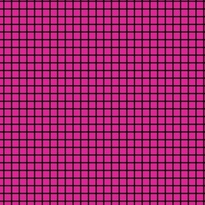 Small Grid Pattern - Barbie Pink and Black