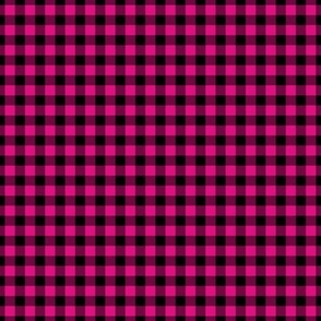 Small Gingham Pattern - Magenta and Black