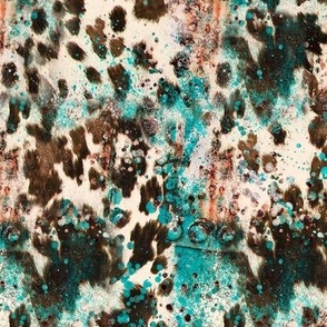 Rustic turquoise brown Cowhide cow