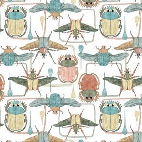 Retro Beetles (large scale) for tea towel
