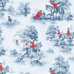 Blue Fox Hunt with Red Coats Tally Ho