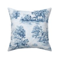Blue and White Fox Hunt Horse Equestrian Toile
