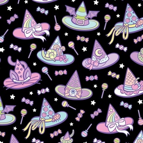 Pastel Witchy Hats in Black