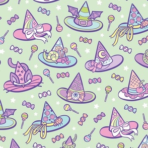 Pastel Witchy Hats in Mint