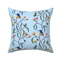 Chateau Chinoiserie, Glass Window (Azure Kingfisher) - sky blue, medium to large 