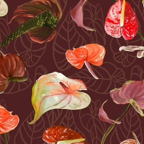 Scattered Anthuriums Cocoa