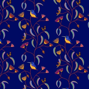 Chateau Chinoiserie (Azure Kingfisher) - sapphire blue, medium to large 