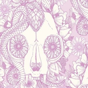 cat skull damask pastel pink