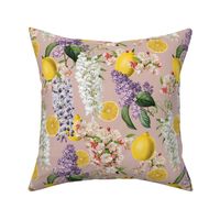 LEMON FLORAL CHINTZ - LEMON LILAC COLLECTION (FADED CORAL)