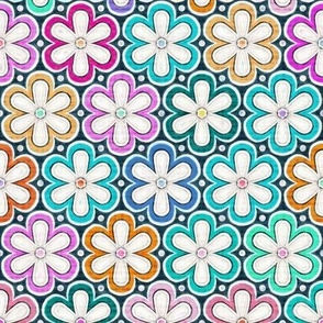 Simple Bold Colorful White Daisy Repeat