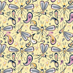 retro bugs paisley yellow