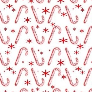 Candy Cane with Stars on White