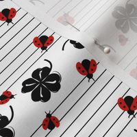 Clover, Ladybugs and Stripes in black and white