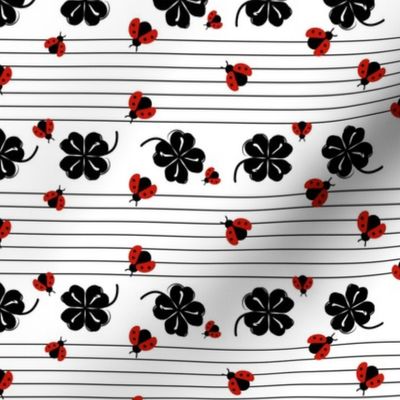 Clover, Ladybugs and Stripes in black and white