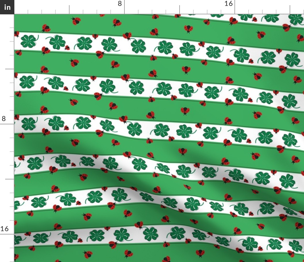 Clover, Ladybugs and Stripes on green