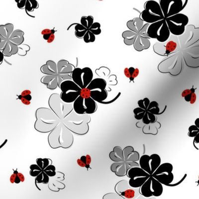 Black  Clover and Ladybugs on white