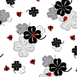 Black  Clover and Ladybugs on white