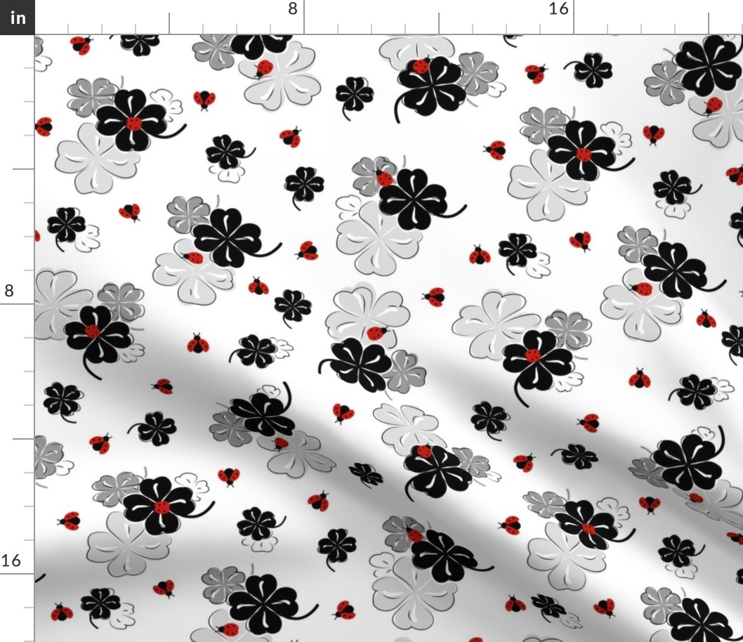 Black  Clover and Ladybugs on white