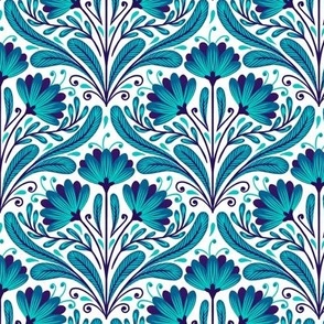 Triple Daisy Pattern- Blue & White