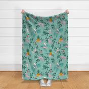 jungle toile/teal green