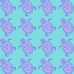 Purple turtles on aqua