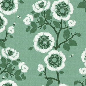 Spring Green with White Flowers