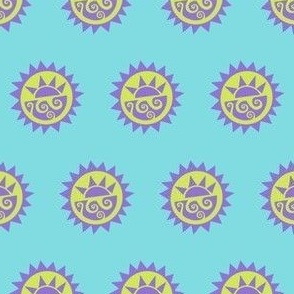 Aztec suns on aqua