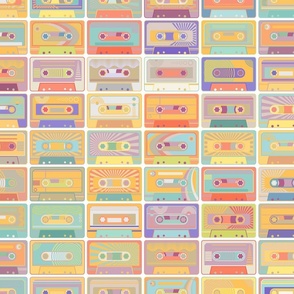 Large Scale - Cassette Tapes Pastel Retro Colors