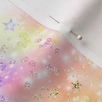 Pastel Rainbow Cloud Stars, white background 